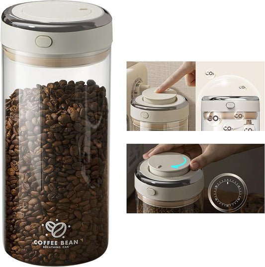 Coffee Canister with Premium Glass - Airtight Coffee Container with One-Way CO2 Valve and Freshness Tracker, Perfect for Coffee Bean Storage,57oz Large Capacity