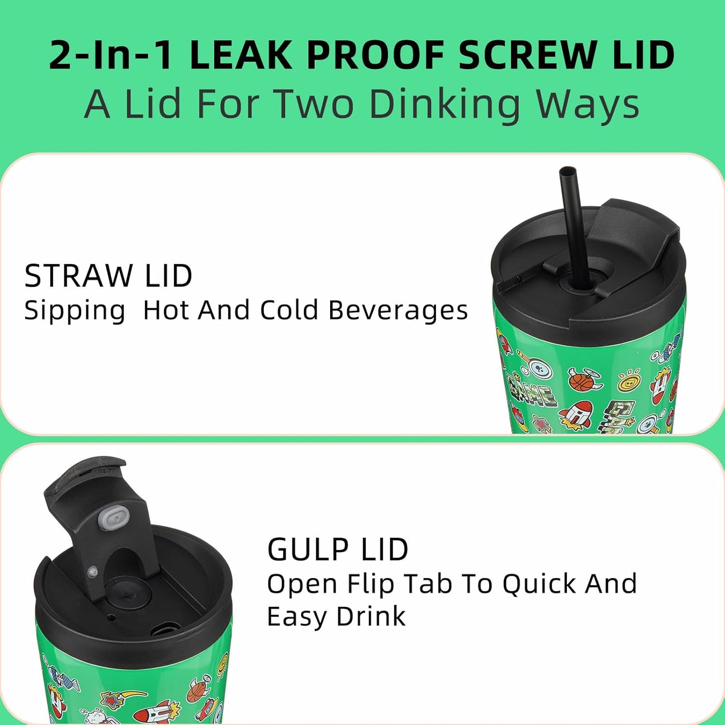 BJPKPK 18oz Stainless Steel Insulated Tumbler With lid And Straw Travel Coffee Thermal Tumblers Cup For Women And Men,Game