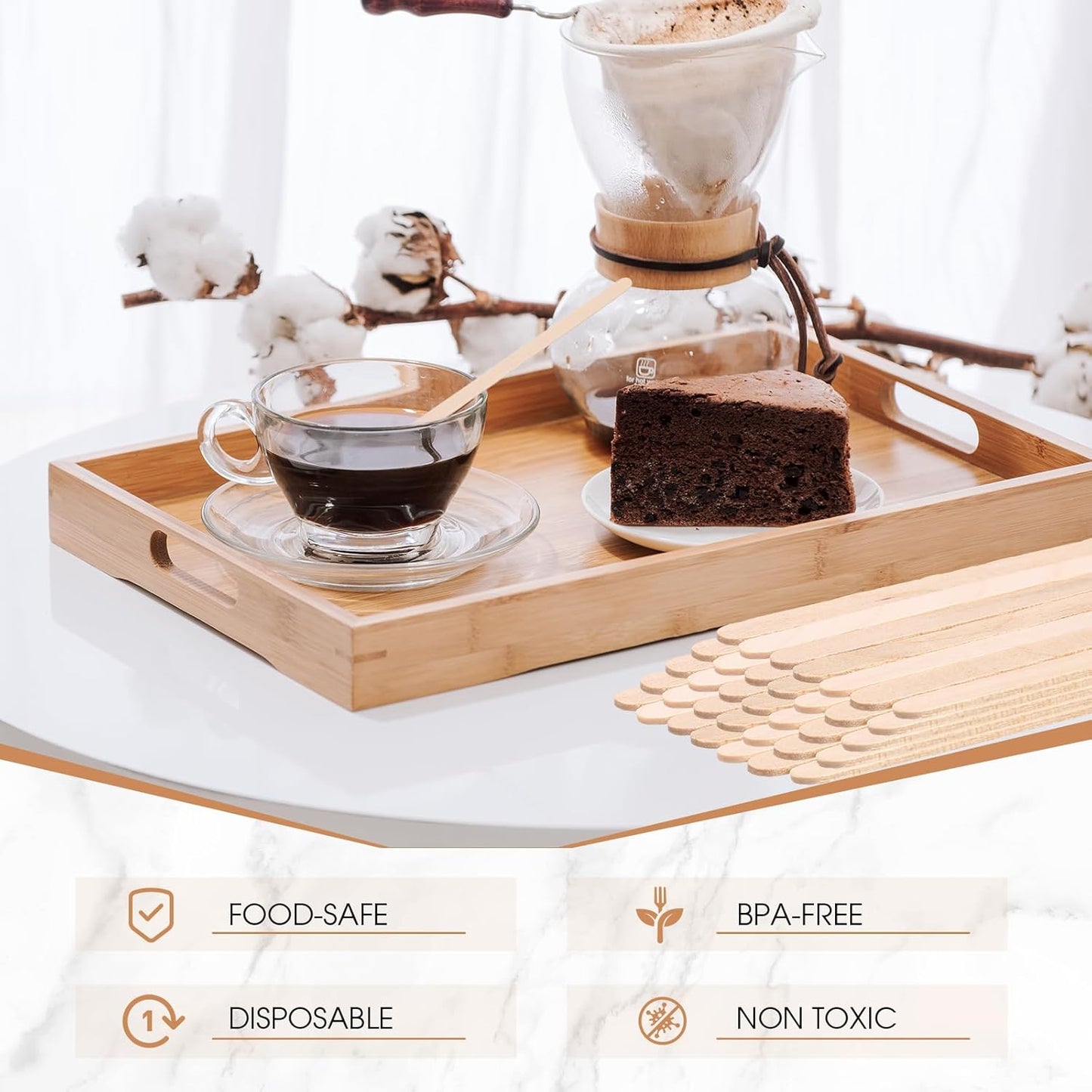 Meanplan 4000 Pack Birch Wood Coffee Stir Sticks 5.5 Inch Disposable Wooden Coffee Stirrers Bulk Long Tea Stirring Stick Round End Swizzle Beverage Mixer for Cocktail Hot Chocolate Drink Summer