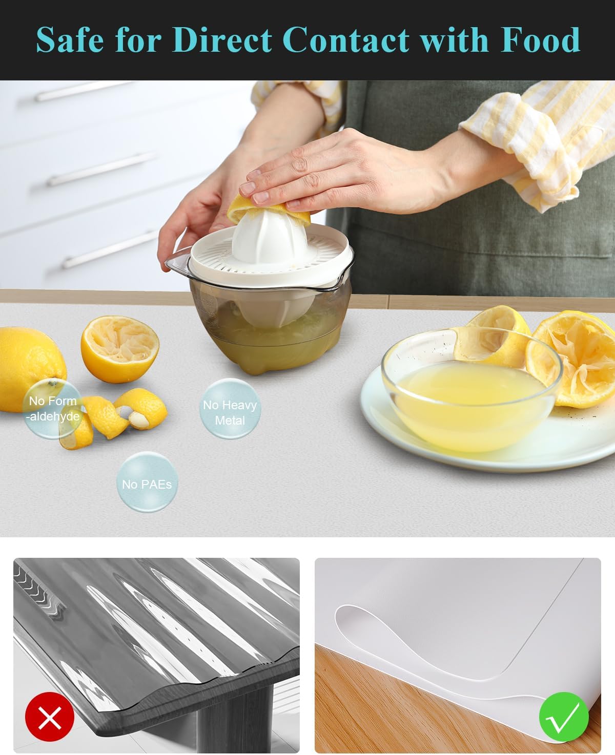 Pure White Plastic Table Cover Protector, 36" x 54" Waterproof Easy Flat PVC Desk Pad Mat, 1.5mm Thick Rectangle Vinyl Table Top Protector for Dining Room Table, Office, Dresser