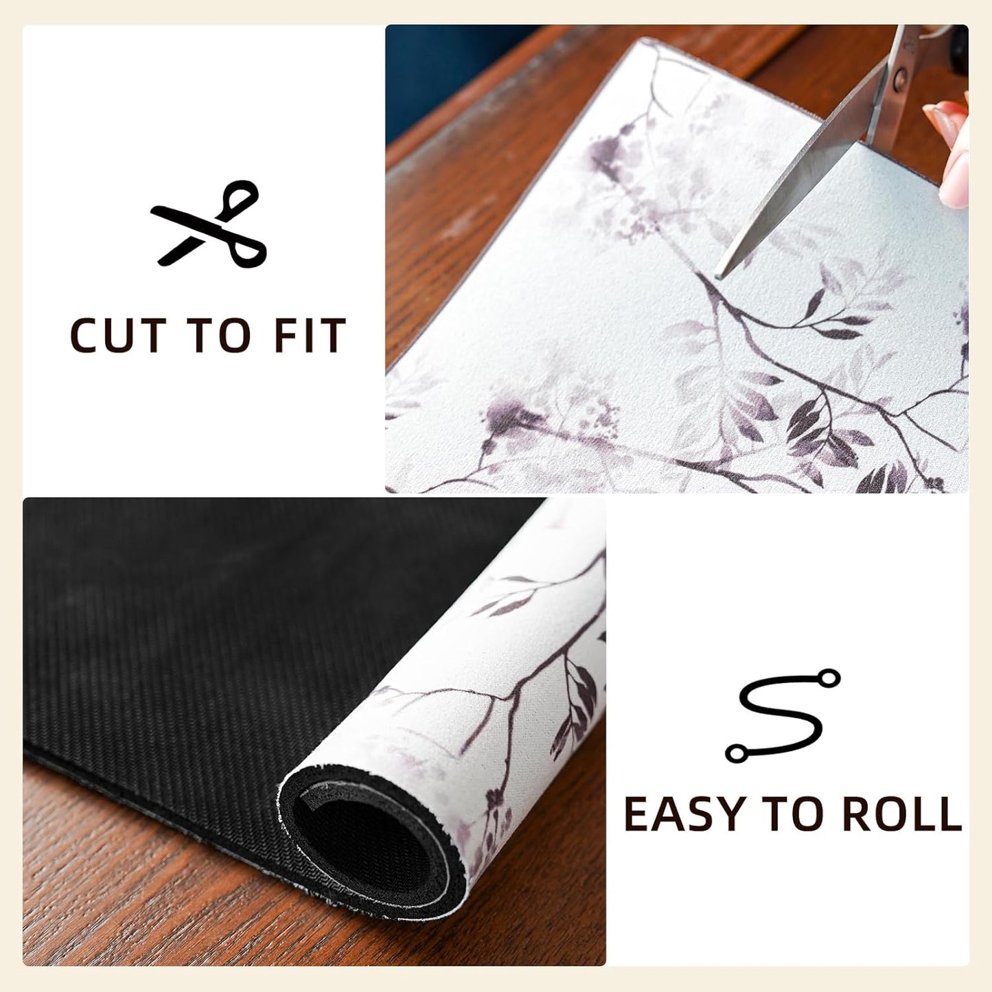 Dish Drying Mat, Diatomaceous Earth Soft Coffee Mat, Absorbent Silicone Dish Drying Mat for Kitchen Counter or Sink for Kitchen Bathroom Coffee Bar (Inked Flower, 12 x 16 Inches)