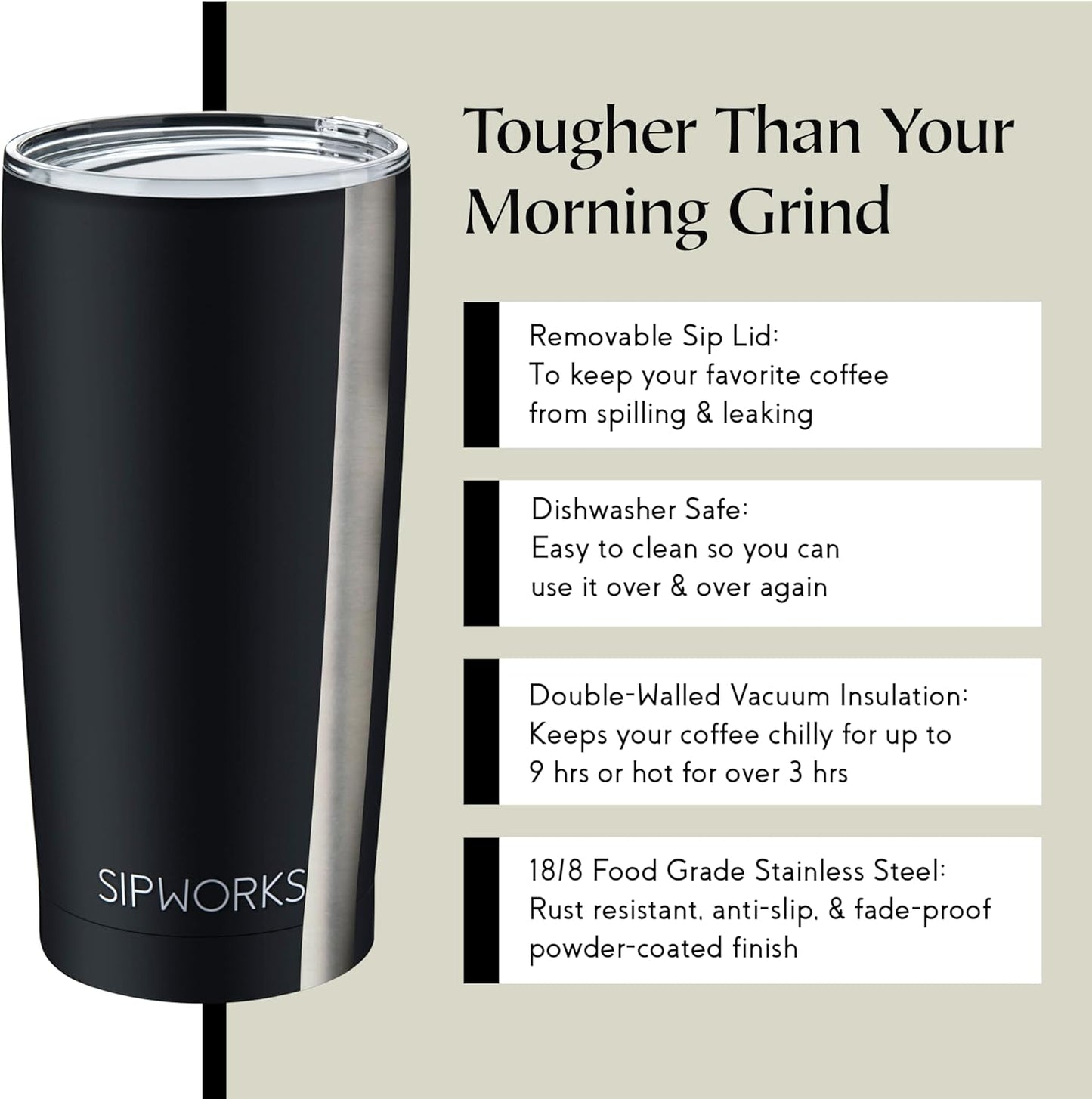 Stainless Steel Coffee Tumbler: Double-Wall Vacuum Insulated Spill-proof Travel Mug Metal Coffee Cup with Lid, 20-Ounce Gray Marble