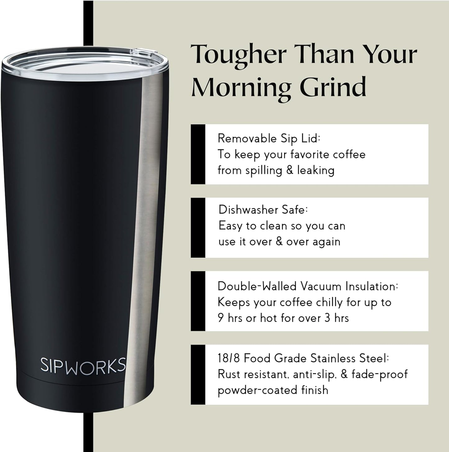 Stainless Steel Coffee Tumbler: Double-Wall Vacuum Insulated Spill-proof Travel Mug Metal Coffee Cup with Lid, 20-Ounce White Marble