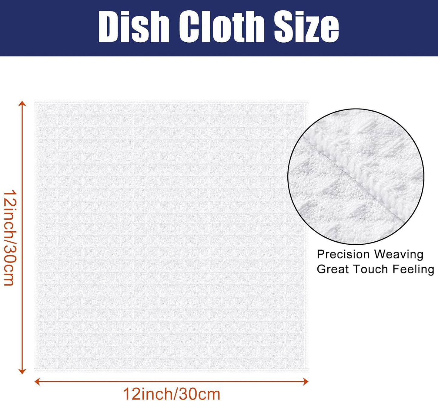 Homaxy Microfiber Waffle Weave Kitchen Dish Cloths, 12 x 12 Inch Ultra Absorbent and Solid Color Dish Towels for Kitchen Fast Drying Dishcloth for Washing Dishes, 12 Pack, White