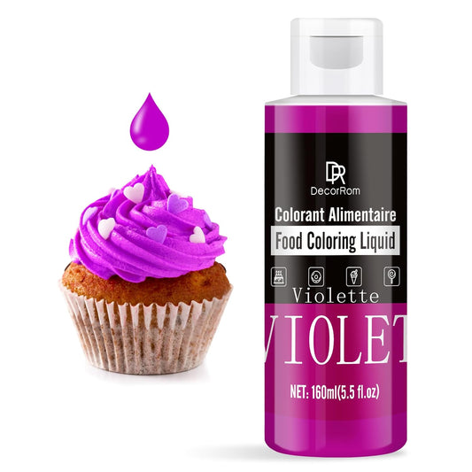 Food Coloring - Vibrant Liquid Icing Food Coloring Set for Baking, Cake Decorating, Easter Egg, Airbrush - Tasteless Food Color Dye for Fondant, Slime, DIY Crafts - 5.5 Fl.oz / 160ml Each (Violet)