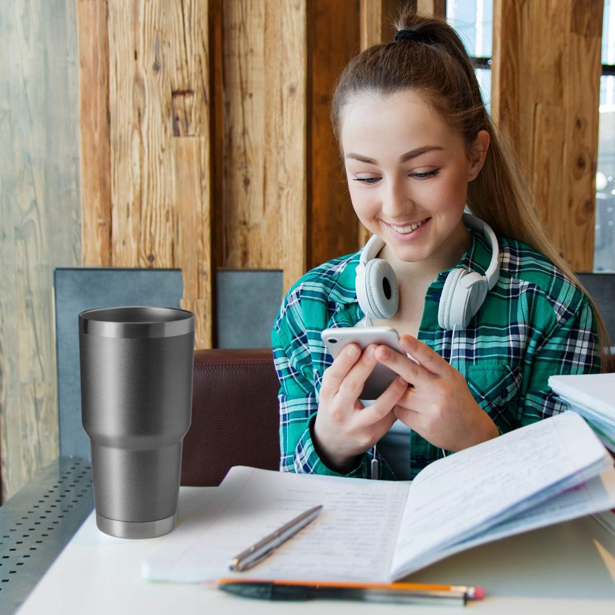 HASLE OUTFITTERS 30oz Stainless Steel Tumbler, Double Wall Vacuum Insulated Travel Mug Tumbler, Durable Insulated Coffee Mug, Gift Box Set (Grey, 8)