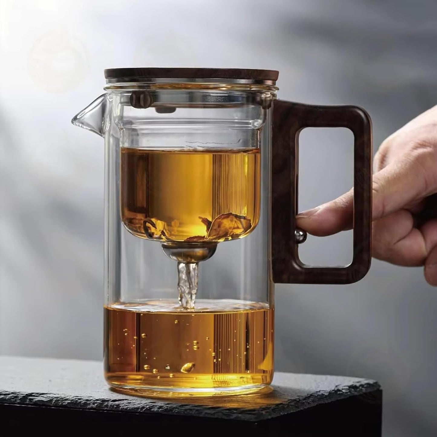 Tea Pot, New Magic Tea Pot with Strainer, Water Separation Glass Teapot with Infuser (800ml/27.1oz)