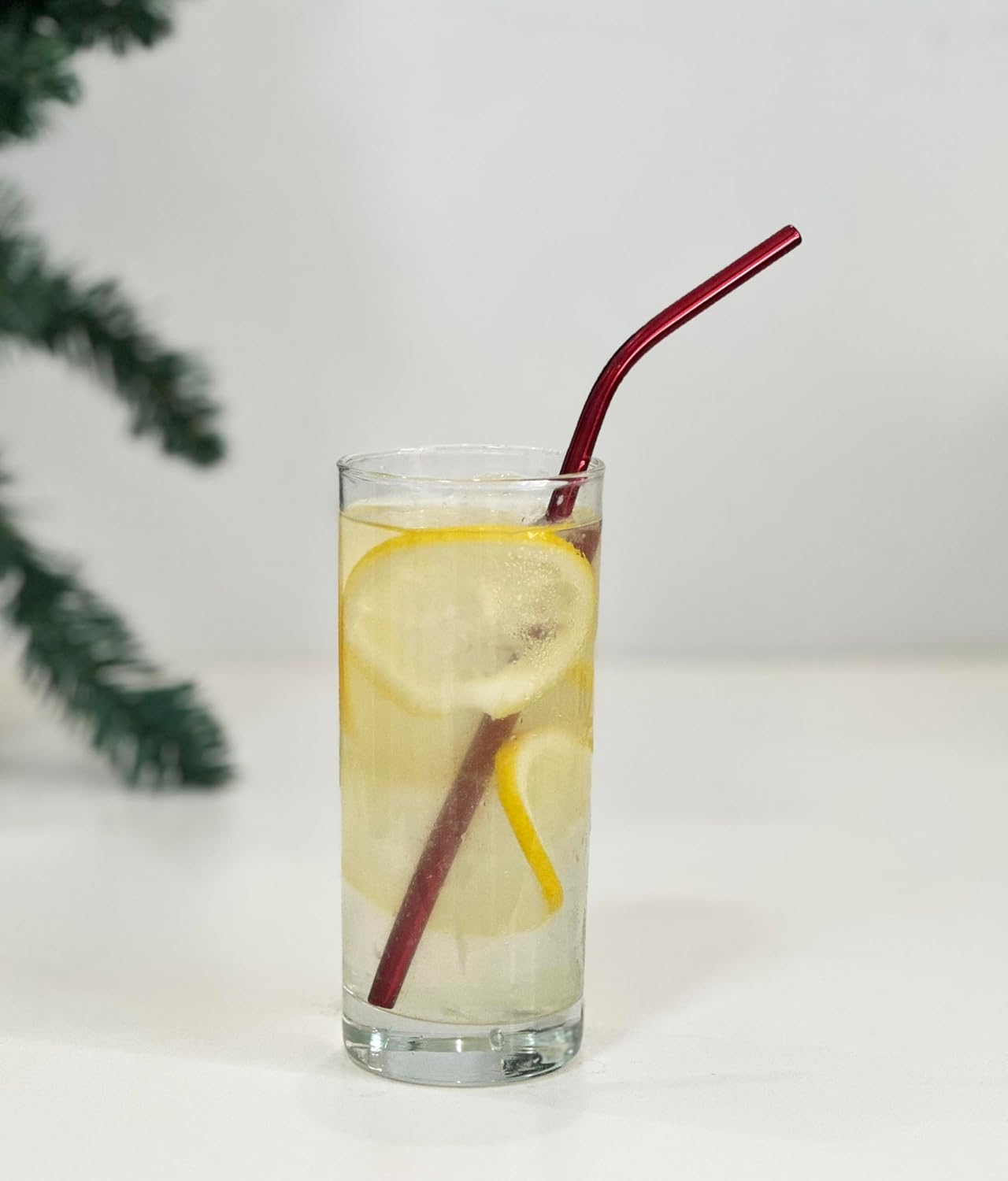 10 Pcs Stainless Steel Straws, Reusable Drinking Straws, Bent Metal Straw Sets with 2 Pcs Cleaning Brushes (Red, 8.5 Inch)