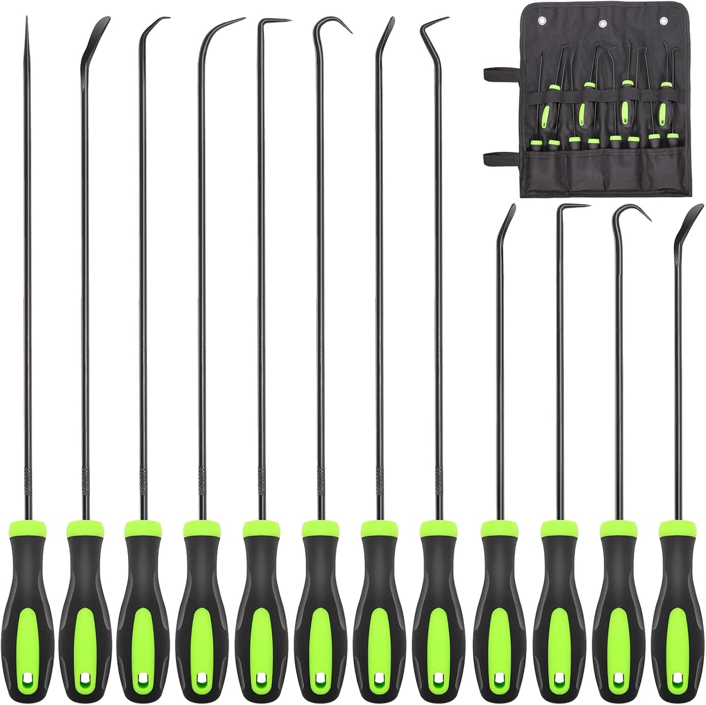 12PCS Automotive Hook and Pick Tool Set,Long & Mini Precision Puller Remover Tool Kit for Auto O-Ring,Seal & Gasket Removal,Mechanic Professional Tools,Car Repair Essentials