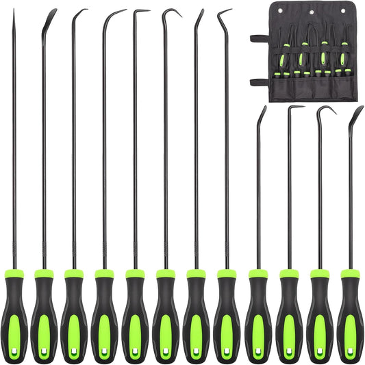 12PCS Automotive Hook and Pick Tool Set,Long & Mini Precision Puller Remover Tool Kit for Auto O-Ring,Seal & Gasket Removal,Mechanic Professional Tools,Car Repair Essentials