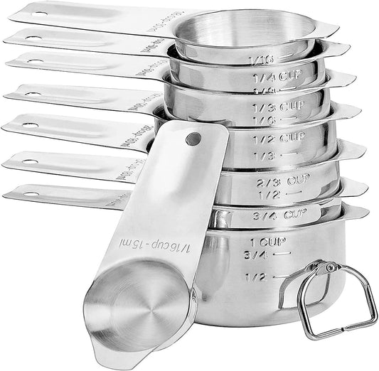 8 Pcs Stainless Steel Measuring Cups Set, Kitchen Measuring Cup for Cooking and Baking