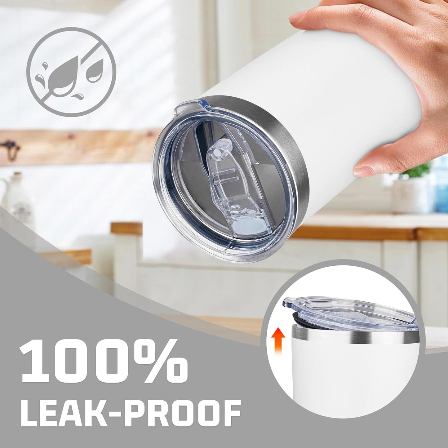 20oz Tumbler with Lid Double Wall Vacuum Insulated Travel Coffee Mug Stainless Steel Thermal Cup Powder Coated Sturdy Coffee Tumbler Bulk for Hot and Cold Beverage (White,6)