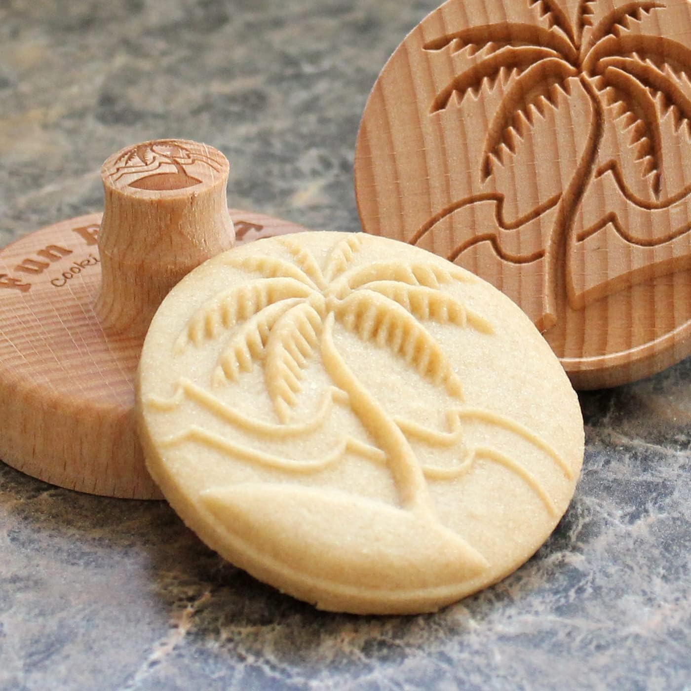 Wood Cookie Stamp, 2.5 Inch (Tropical Island CS-046)