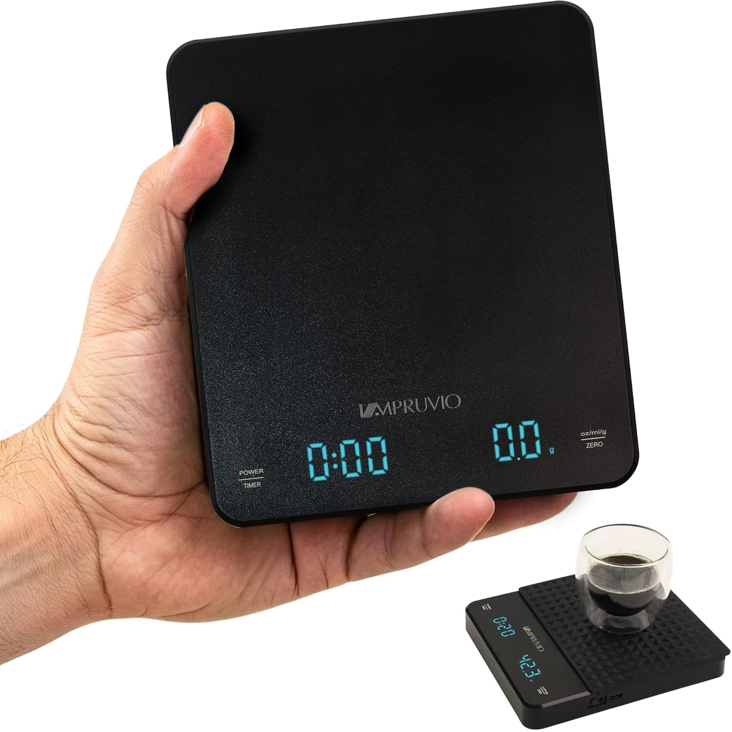 All-New 2025 Mini Coffee Scale w/Timer - 0.1g Precision Espresso Pour-Over Scale | 0.3-3kg Capacity - Rechargeable 400mAh Battery Lasts 45 Days/244 Cups Per Charge - Auto/Manual/Countdown Timer Modes