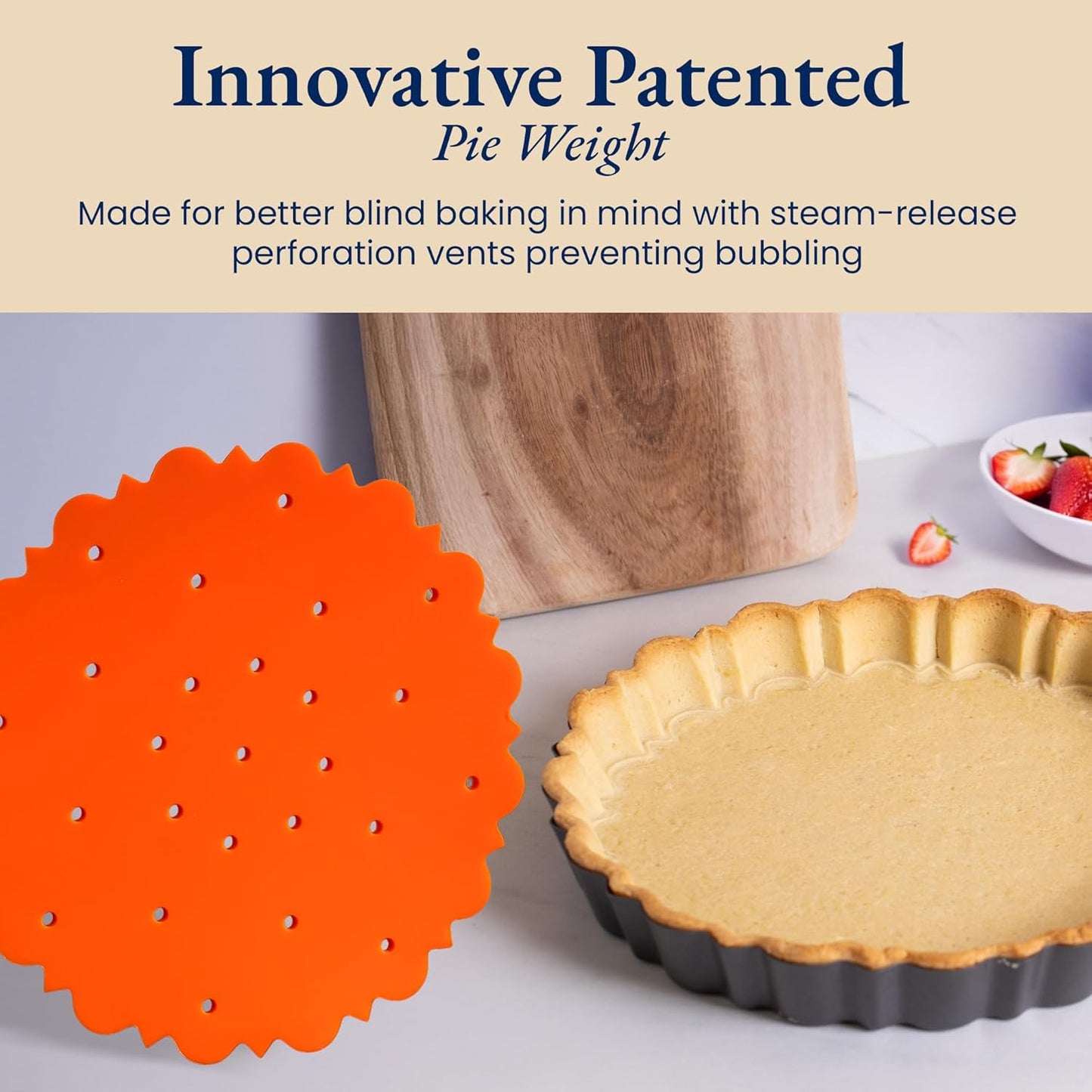 PressPerfect Silicone Pie Weight - Patented Blind Baking Insert for TartArt 9 Inch Tart Pan - Alternative to Ceramic Pie Weights for Baking Crust - No Puff Ups or Cracked Crusts