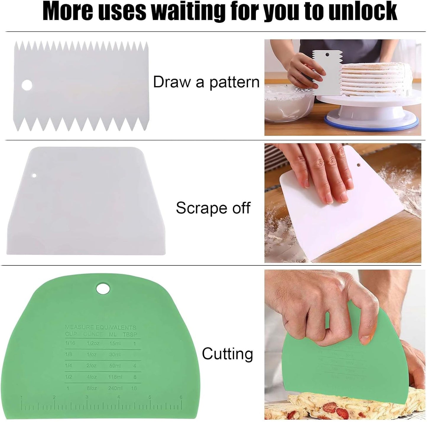 Dough Scraper Plastic Bench Scraper, Dough Scraper Tool Dough Cutter, Flexible Bench Scraper for Making Bread Pizza, 4 PCS