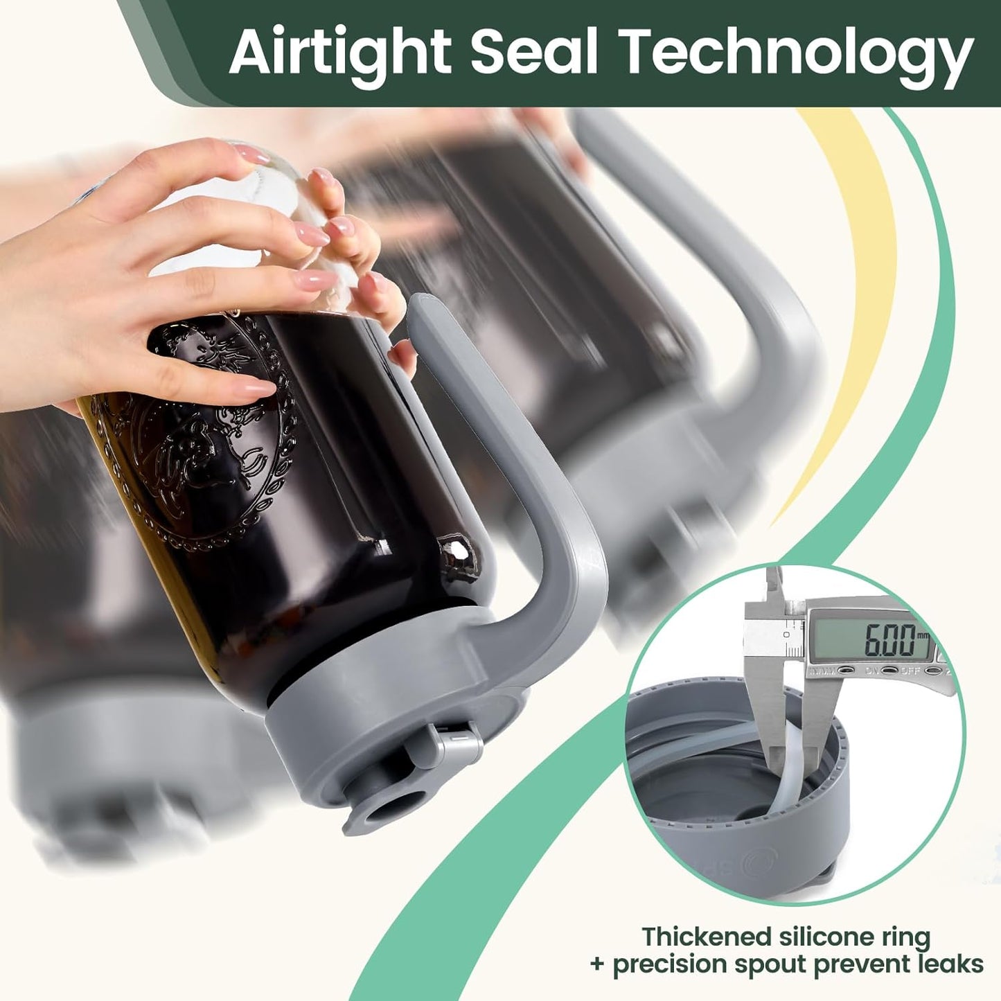 Mason Jar Pitcher - Airtight & Leakproof Glass Pitcher with Lid[set of 2], Perfect for Breastmilk, Cold Brew, and Sun Tea, 2 Quart (64 oz) Mason Jar with Pour Spout Lid