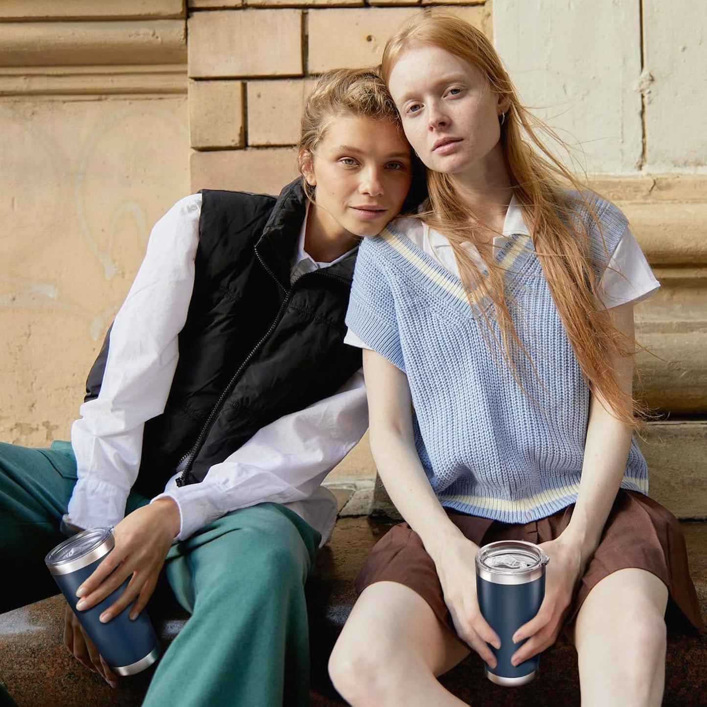 20 oz Tumbler with Lid Stainless Steel Insulated Tumblers Bulk Double Wall Vacuum Cups Powder Coated Travel Mug Keep Drinks Cold and Hot, Navy, 12 Pack