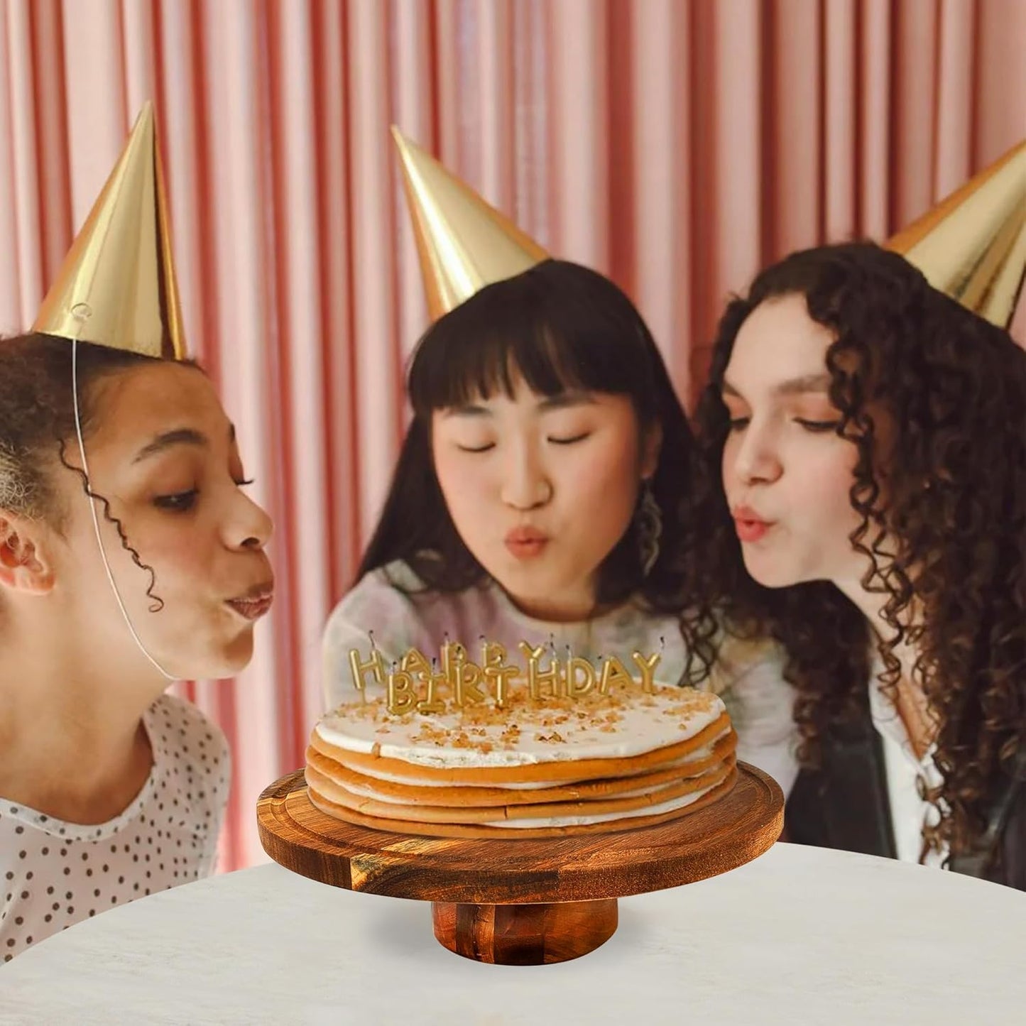 Wood-Cake-Stand With Acrylic Dome Lid, Round Wooden Cake Holder Plate With Cover, 2-in-1 Dessert Table Display Set For Party, Charcuterie Board For Cheese, Chips & Dips, Nachos, Fruit Platter