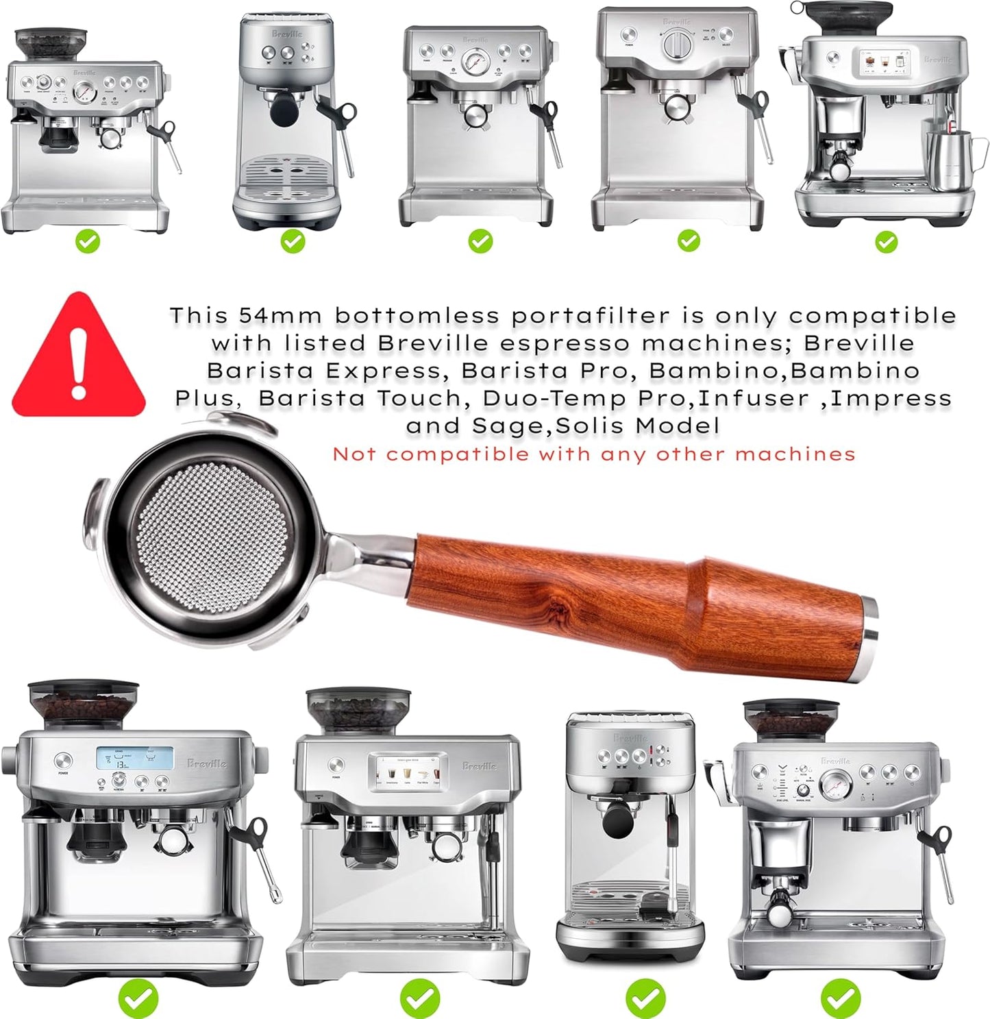 54mm Espresso Tool kit for Breville - 54 MM Dosing Cup, Bottomless Portafilter, Coffee Leveler, Calibrated Tamper, WDT Tool - Tamping Kit
