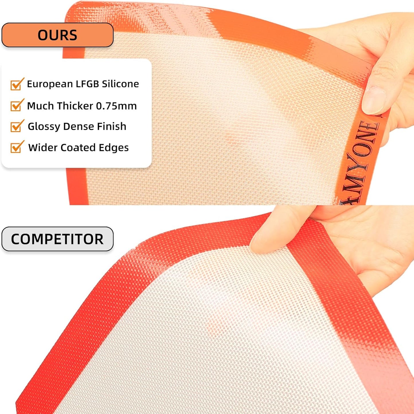 AMYONE Square Silicone Baking Mats for 11 Inch Cake Pan/11x11 Cheesecake Pan/Toaster Oven/XL Air Fryer, Food Grade Silicone Baking Sheet Liners for Cookie/Cake/Pastry/Torte, Non-Stick, Reusable 2 PCS