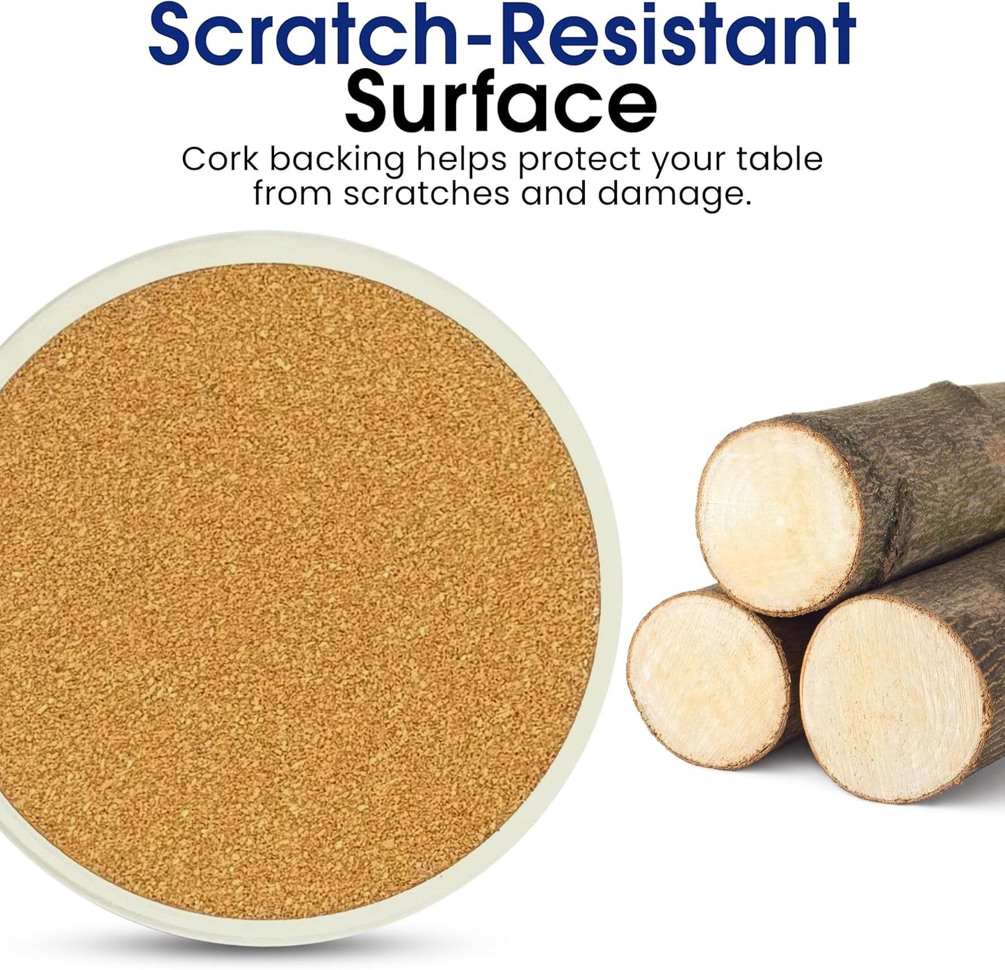 Ocean Coastal Theme Round Coasters Set of 6 - Abosrbent Ceramic Coasters with Metal Stand for Drinks, Beer, Coffee, Non-Slip Cork Back for Tabletop Protection, 4 Inches (Waves)