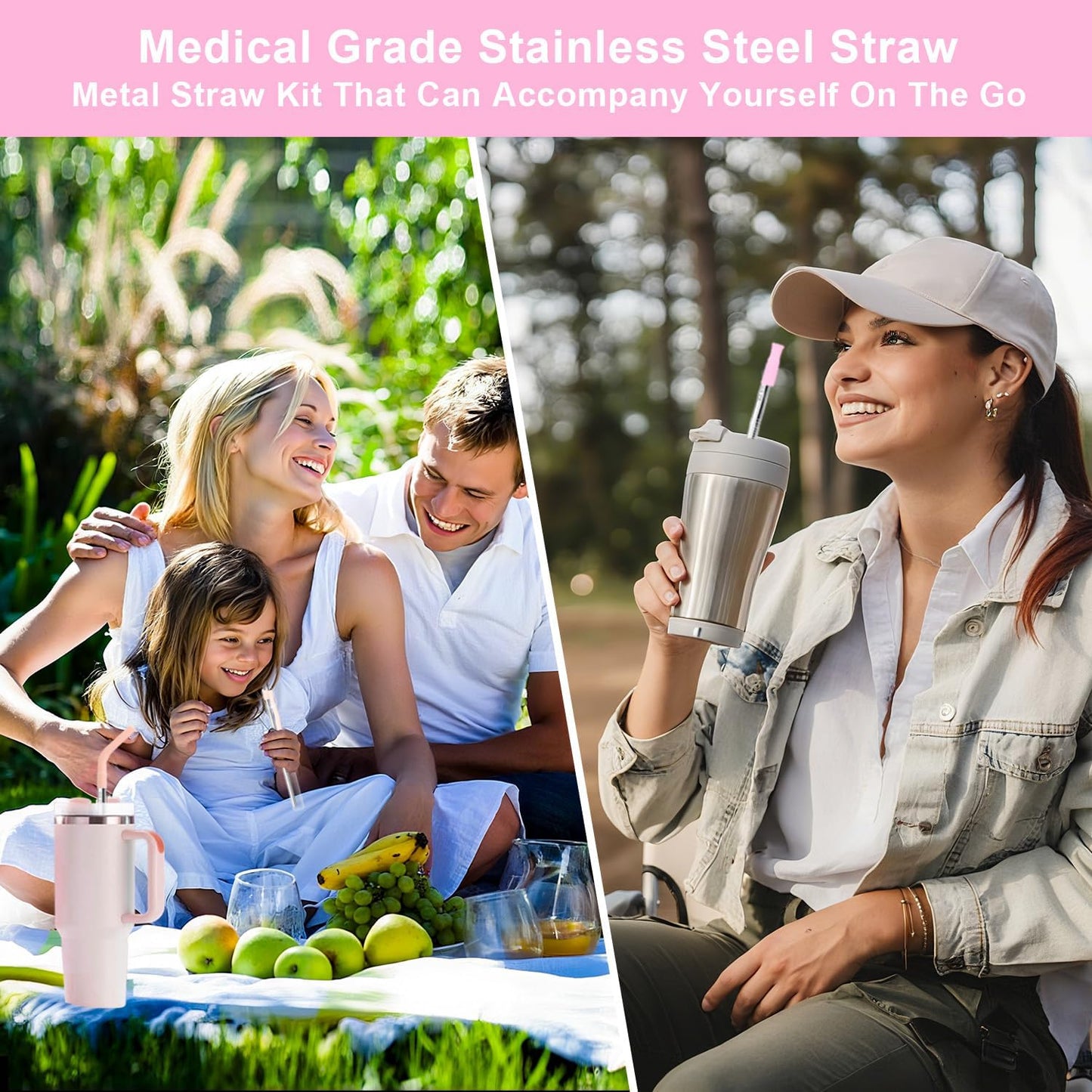 Quality Upgraded 9In Medical Grade 316 Stainless Steel Straws Set 1 PCS with 3 Silicone Accessories, 1 Straw Brush, 1 Storage Case, BPA Free, Eco-Friendly Metal Straws Reusable