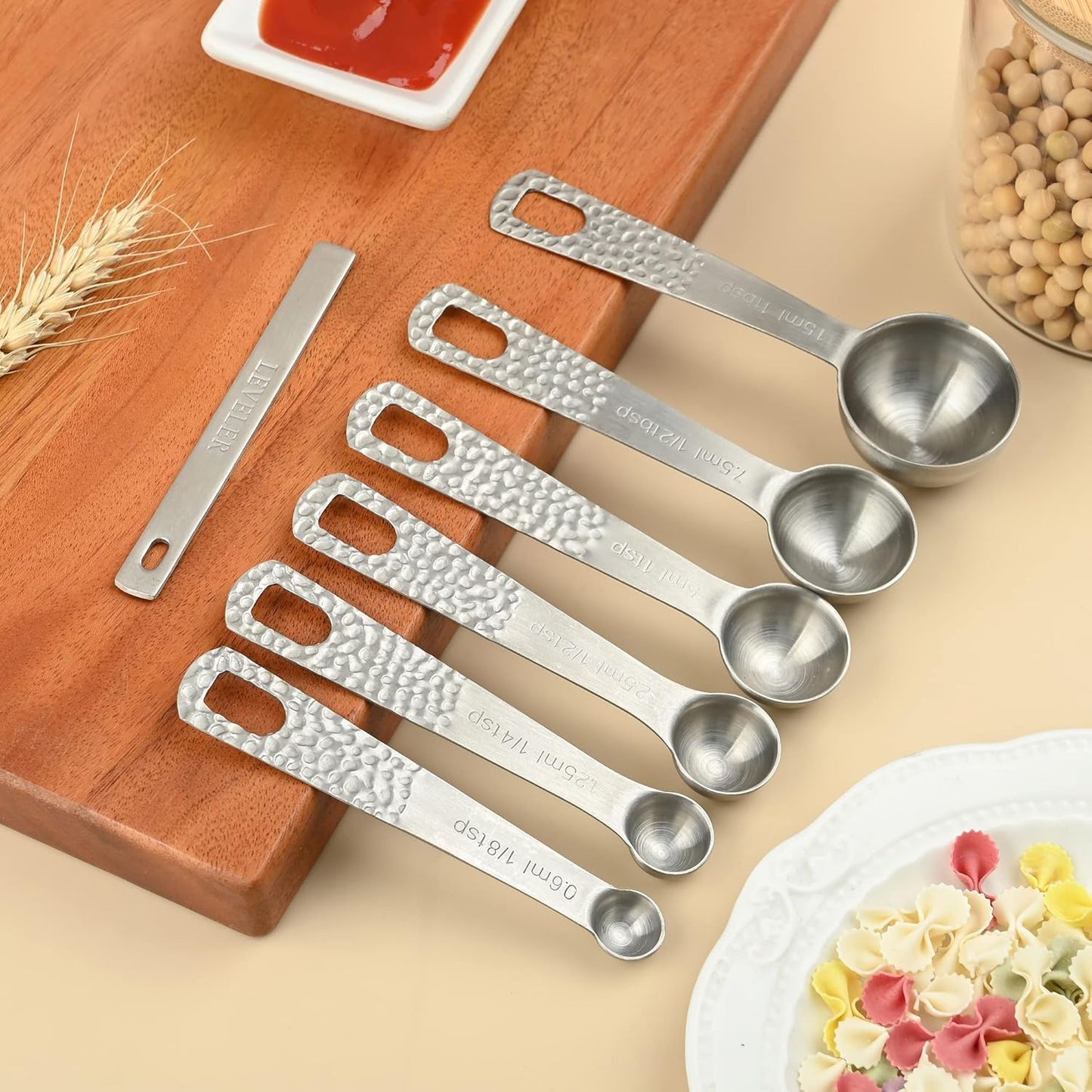 Measuring Cups, Measuring Cups and Spoons Set, Stainless Steel 6 Measuring Spoons Set and 5 Measuring Cup for Kitchen & Baking, Metric & US Mini Metal Teaspoon Measuring Tools Equivalents