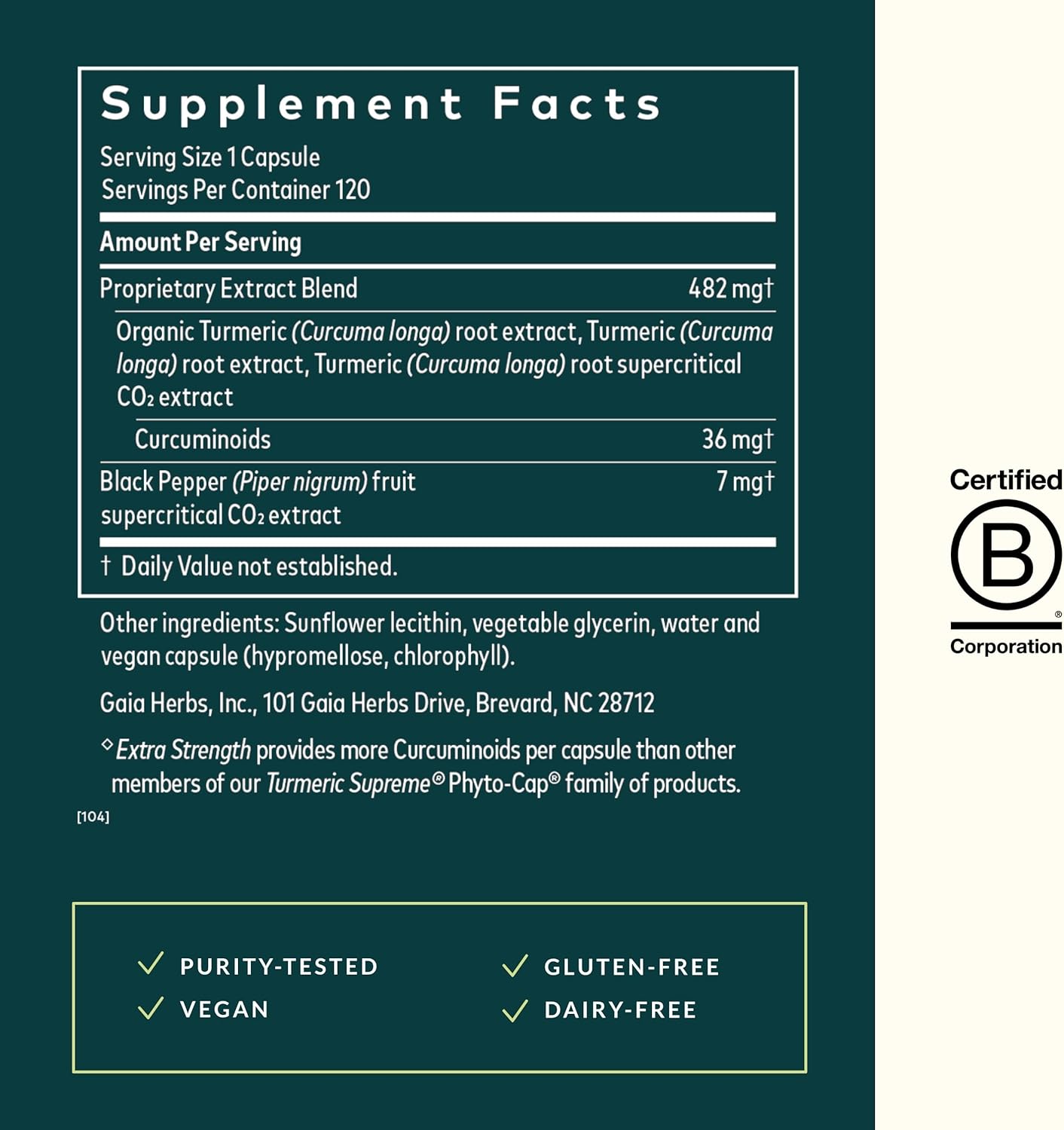 Gaia Herbs Turmeric Supreme Extra Strength - Supports Occasional Swelling from Normal Wear & Tear - with Turmeric Curcumin & Black Pepper - 120 Vegan Liquid Phyto-Capsules (Up to 120-Day Supply)