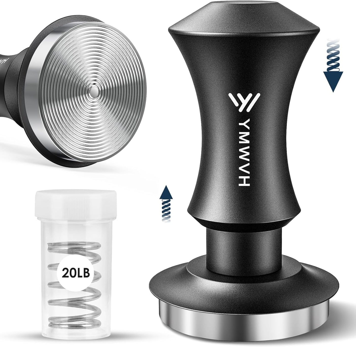 51mm Espresso Tamper, Premium Barista Coffee Tamper with 20lb/30lbs Replacement Springs & 100% Stainless Steel Ripple Base, Constant 30lb, Compatible with Delonghi Espresso Coffee Machine