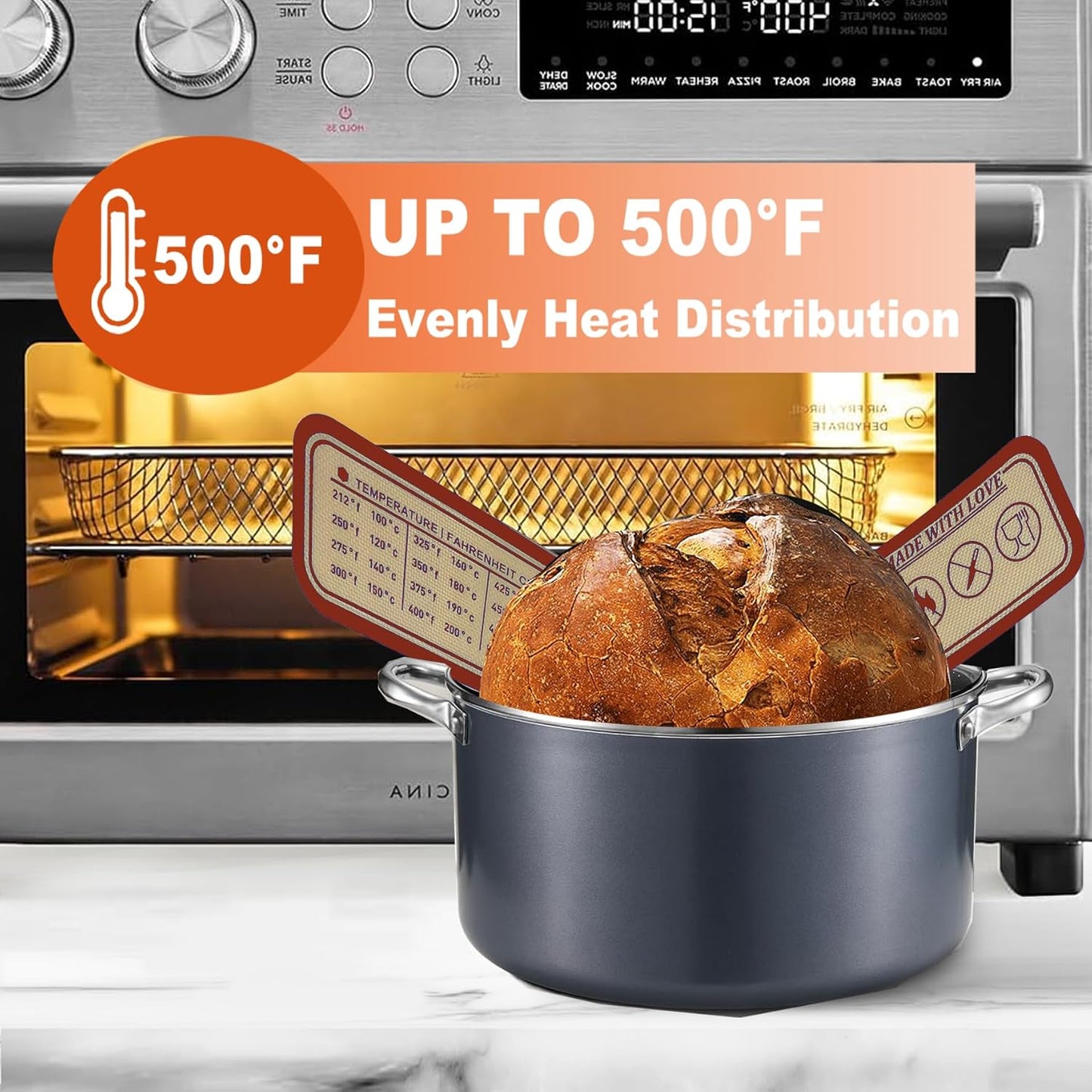 Silicone Bread Sling for Dutch Oven, 2 Pack (8" Round) – Non-Stick & 500°F Heat Resistant Sourdough Mat, Easy to Clean, Reusable Food-Grade Sourdough Slings – Fits 5 qt and up Dutch Ovens