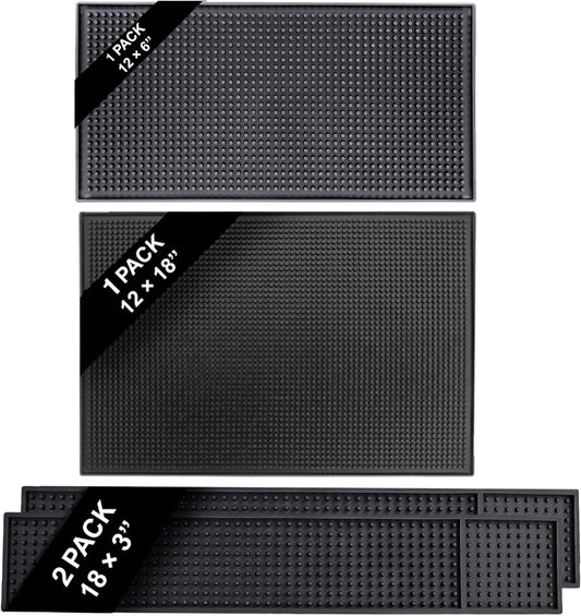 Bar Mat Bundle - Set of 4 | 1-Pack 18"x12", 2-Pack 18"x3"and ,1-Pack12"x6"