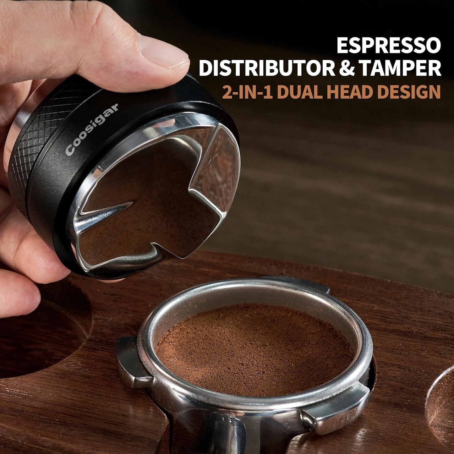 51mm Coffee Distributor and Tamper,Dual Head Coffee Leveler Fits for Delonghi 51mm Portafilter,Professional Espresso Hand Tamper.