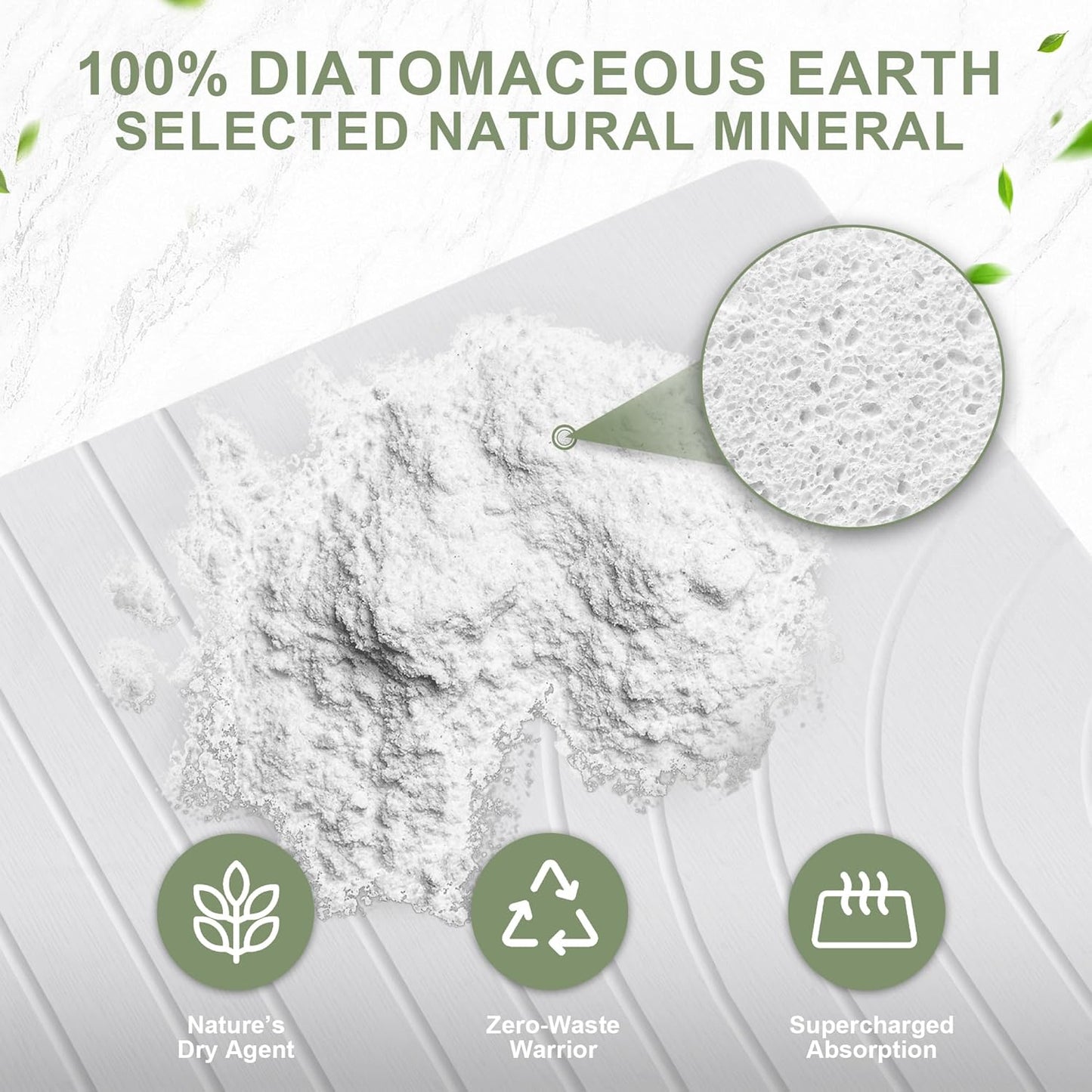 Large Stone Drying Mat for Kitchen Counter, 24" × 16" Diatomite Dish Drying Mat, Quick Dry Stone Mats, Ultra Absorbent Natural Diatomaceous Earth Mats for Dished, Bottles, White