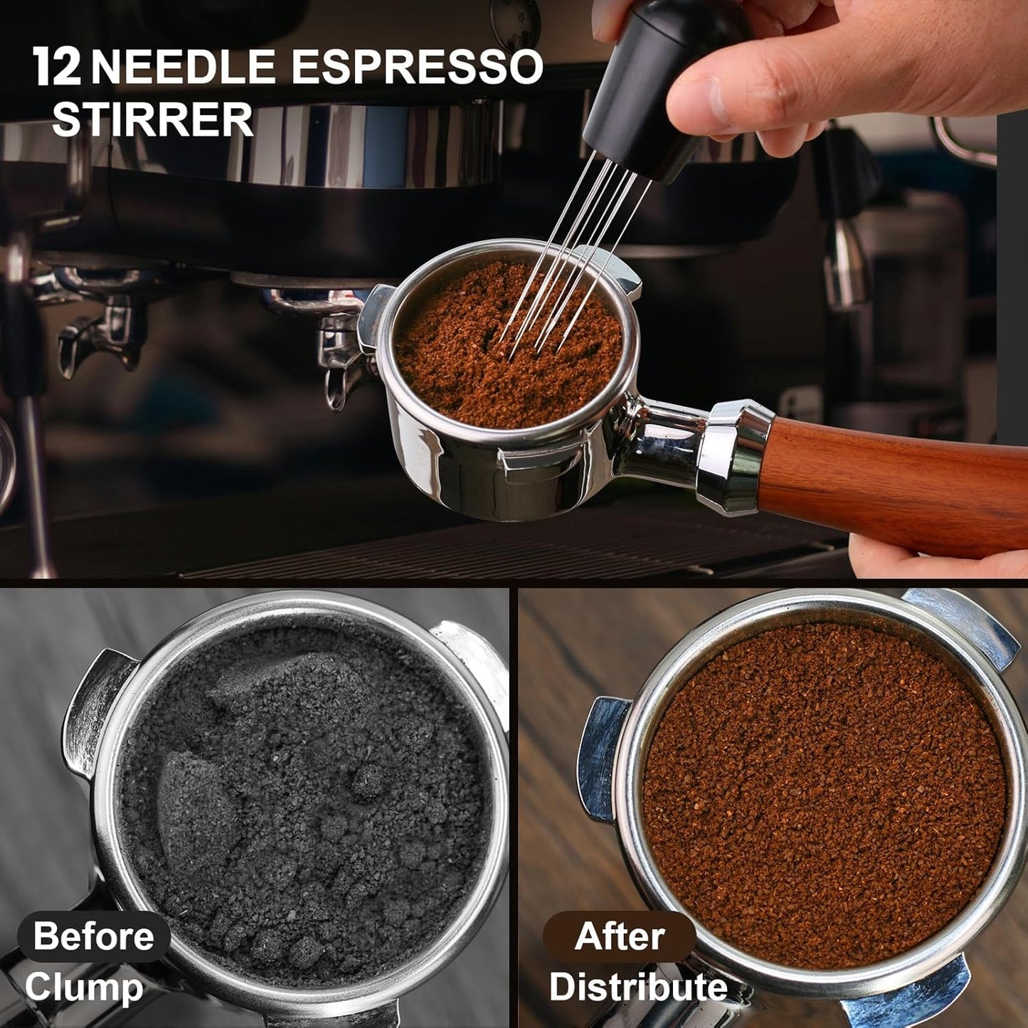 54mm Espresso Tamper Set, 5-IN-1 Espresso Accessories Kit with Coffee Tamper, WDT Tool, Dosing Funnel, Non-slip Mat and Cleaning Brush