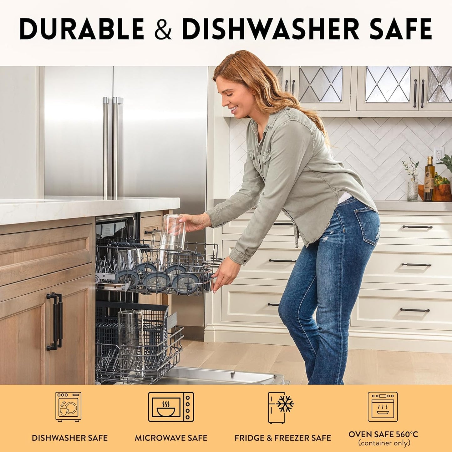 Glass Airtight Food Storage Containers with Silicone and Glass Lids – BPA-Free Jars and Canisters for Pasta Rice Flour, Dry or Wet Foods, Pantry Meal Prep – Set of 5 with Portion Tool