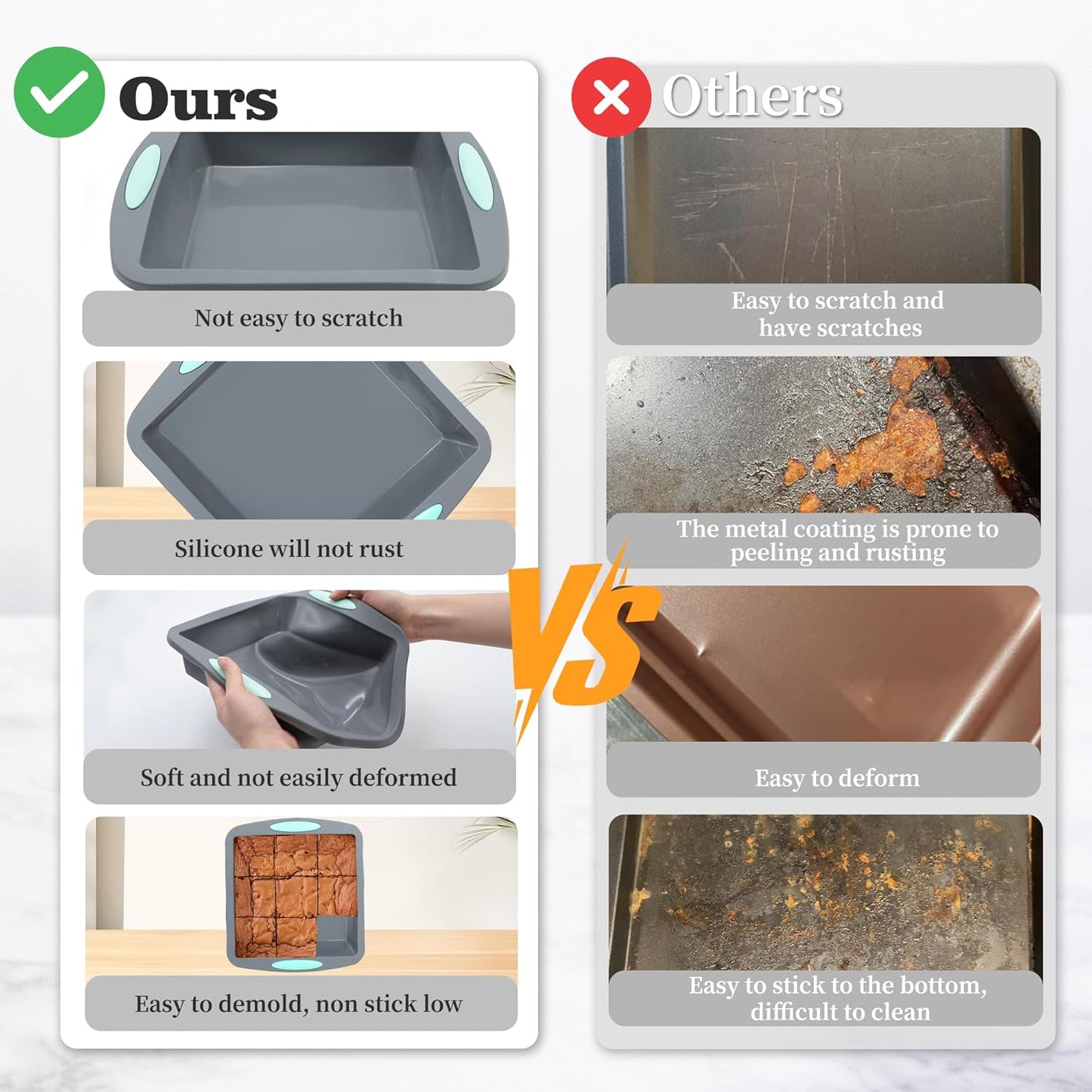 Tongjude 54 Pieces Silicone Baking Pans Set, 10 Silicone Cake Molds, Loaf Pan and Muffin Pans, Non-Stick Baking Cup, with Measuring Cups and Spoons Set, Grey