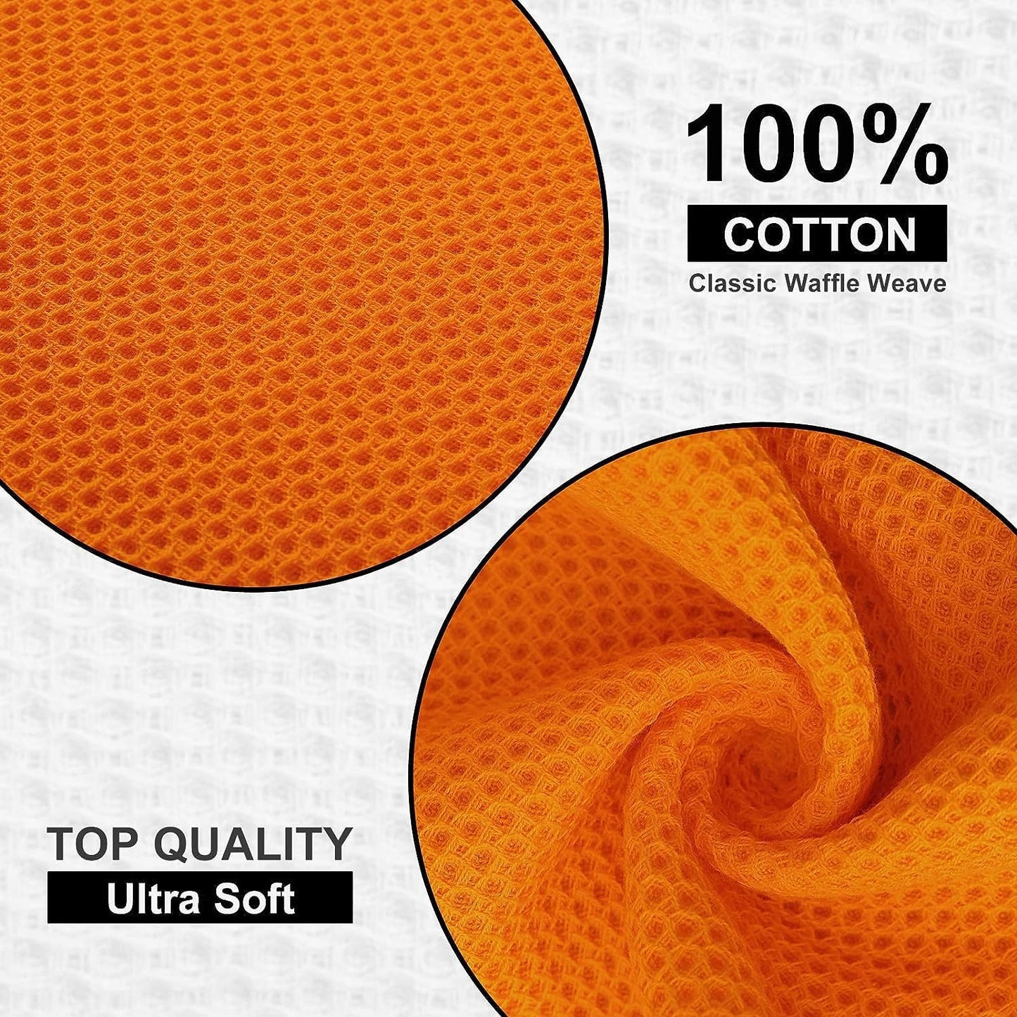Kitinjoy 100% Cotton Kitchen Dish Cloths, 12 Pack Waffle Weave Ultra Soft Absorbent Dish Towels for Drying Dishes Quick Drying Kitchen Towels Dish Rags, 12 X 12Inch, Orange