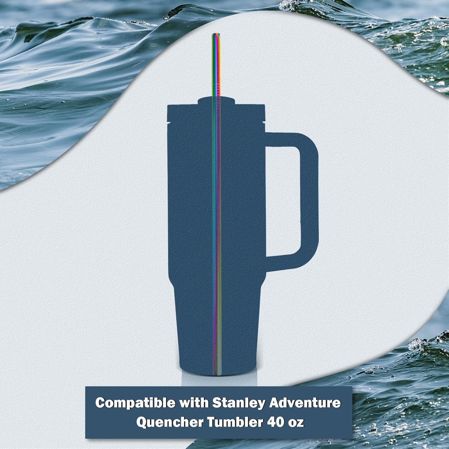 for Stanley Quencher 40oz Tumbler 6x Metal Stainless Steel Straws, 12inch Replacement Extra Long/Tall Straws for Stanley Cup 40oz Drinking Reusable Accessories (6x Straight, Colorful)