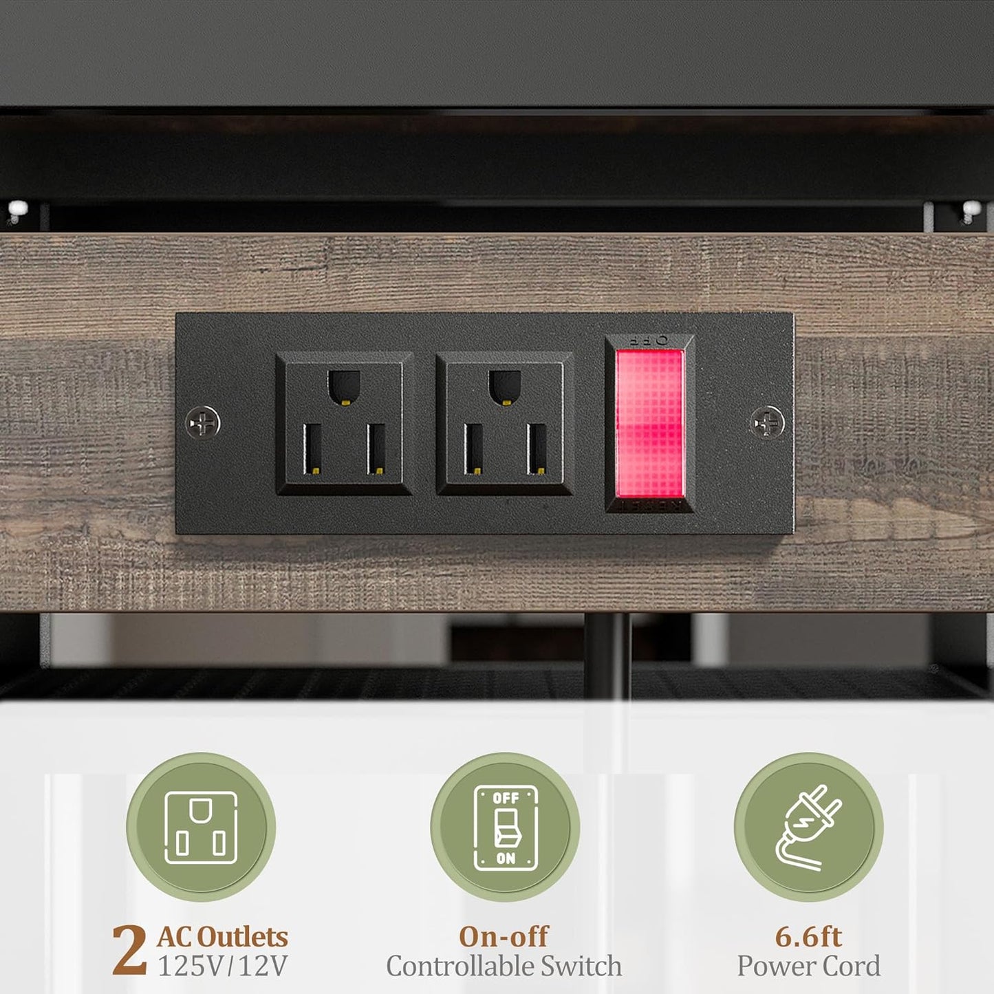 EnHomee Bakers Rack with Power Outlet, 6 Tier Microwave Stand, Coffee Bar Organizer with 8 L-Shaped Hooks, Kitchen Shelves with Storage, 14.1 x 30.1 x 63.1 Inches, Black Oak