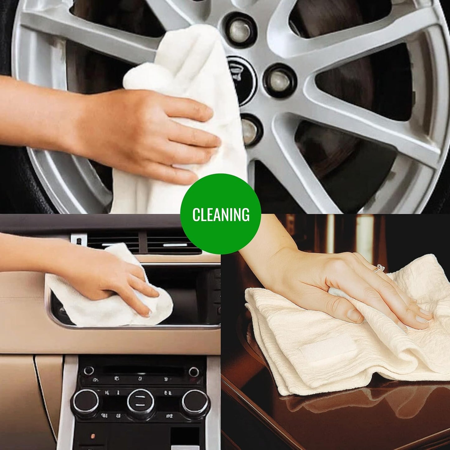 Dish Cloths Cotton - Kitchen Wash Cloth, Shop Towels Absorbent and Lint Free Flour Sack, Dishcloths for Kitchen Washing Dishes, Thick Absorbent Quick Dry Dish Rags, 24 Pack 13"x13" Natural