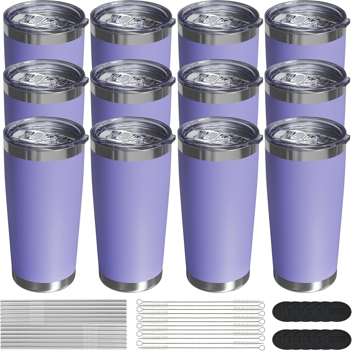 Travel Coffee Tumbler 20oz, 12 Pack Leakproof Travel Coffee Mug with Lid and Straw, Stainless Steel Double Wall Vacuum Insulated Tumbler for Hot/Iced Drinks (Textured Matte, Periwinkle)