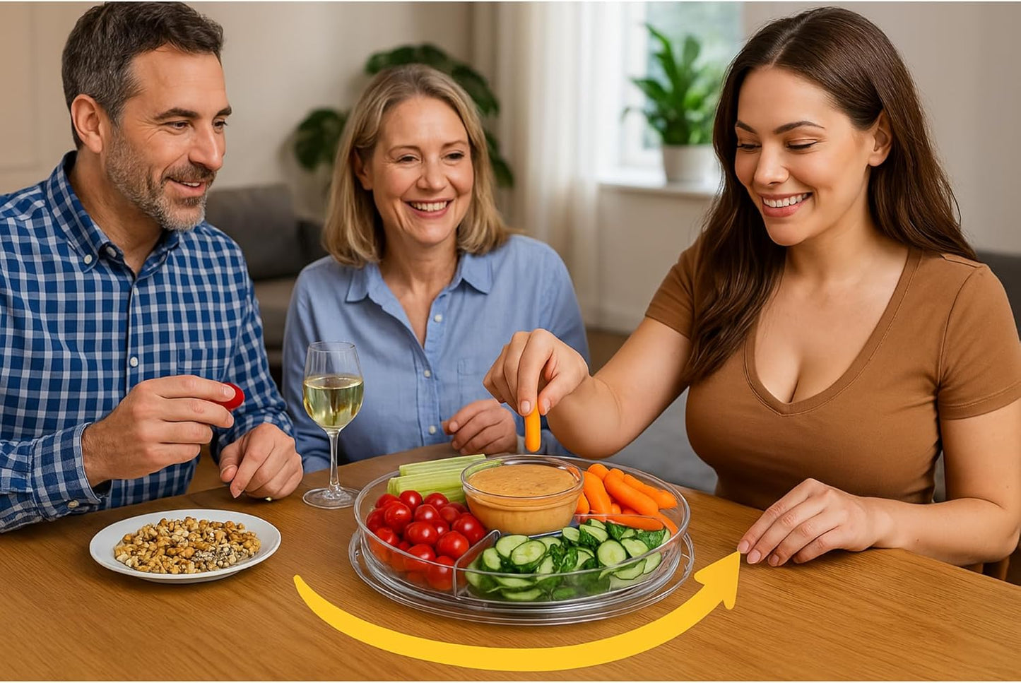 7 in 1 Multifunctional Acrylic Cake Stand with Lid & Cake Turntable for Decorating (12") - Turntable Decorating Kit Serving Salad Bowl/Veggie Platter/Punch Bowl/Desert Platter/Chips & Dip - BPA Free