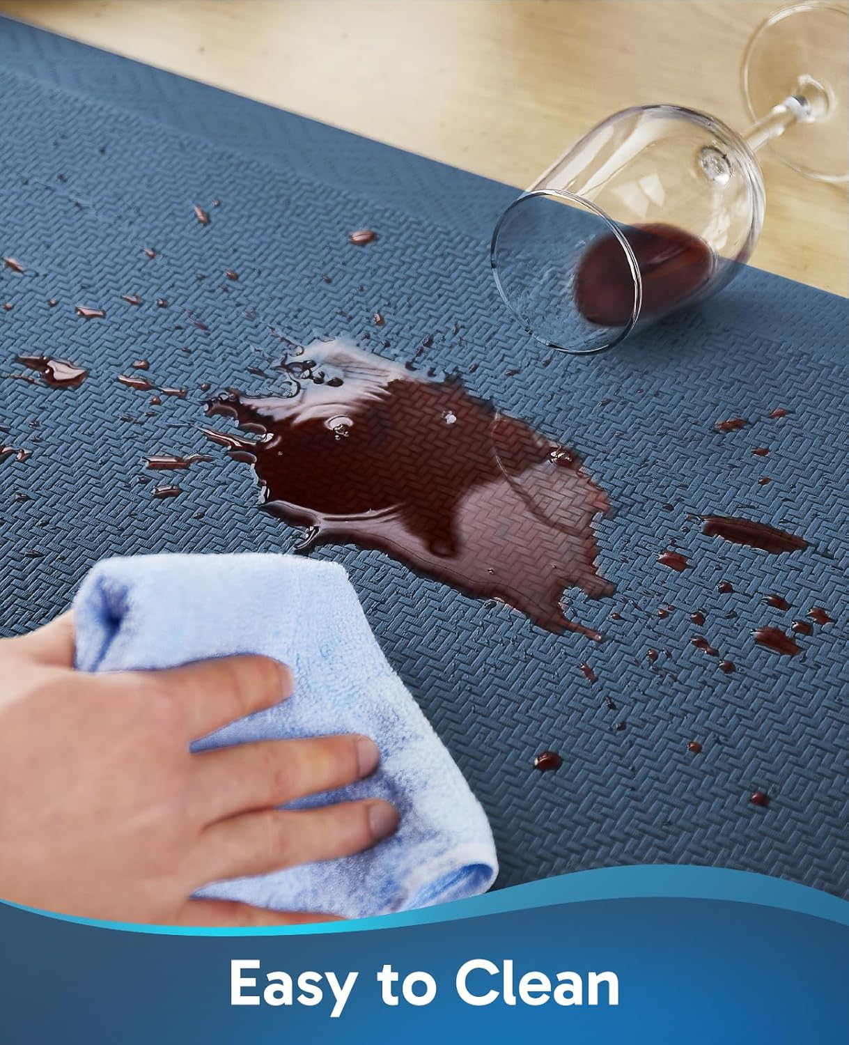 Ophanie Kitchen Mats for Floor, 3/4 Inch Thick Kitchen Rugs, 20''x39'' Anti Fatigue Standing Cushioned Mat, Waterproof,Comfort Ergonomic Mat for Office, Home, Sink, Blue Non-Slip Bottom