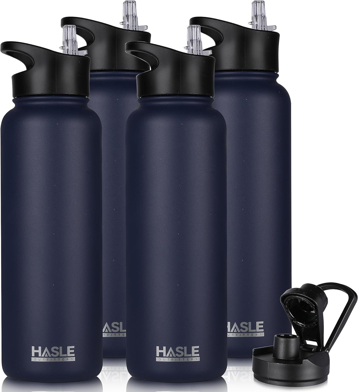 HASLE OUTFITTERS 40oz Stainless Steel Water Bottle, Vacuum Insulated Double Walled Leak Proof Sports Water Bottle with 2 Lids (Straw and Spout Lid) Thermo Mug Keep Cold and Hot(Navy,4）
