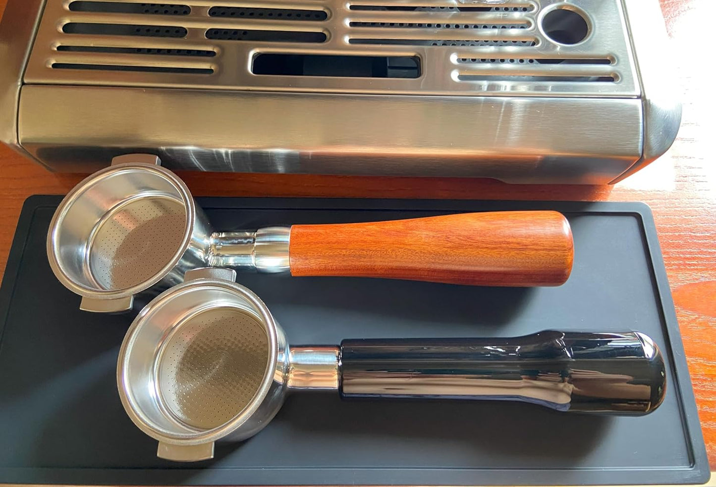 51mm Bottomless Portafilter for DeLonghi Espresso Machine Stainless Steel 51mm Portafilter 2 Ear for ECP3420/ECP3630/ECP3120/EC155/EC260/EC265/EC702 Handle-Plastic