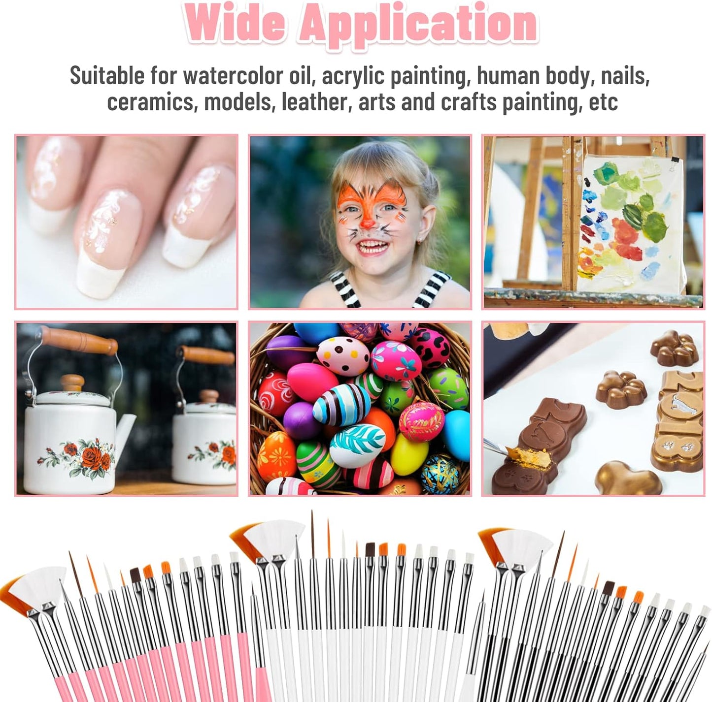 Cake Painting Brushes, 45 Pcs Cake Decorating Brushes Fondant Sugar DIY Tools Set Food Safe Baking Brush for Cake Cookie Icing Pastry