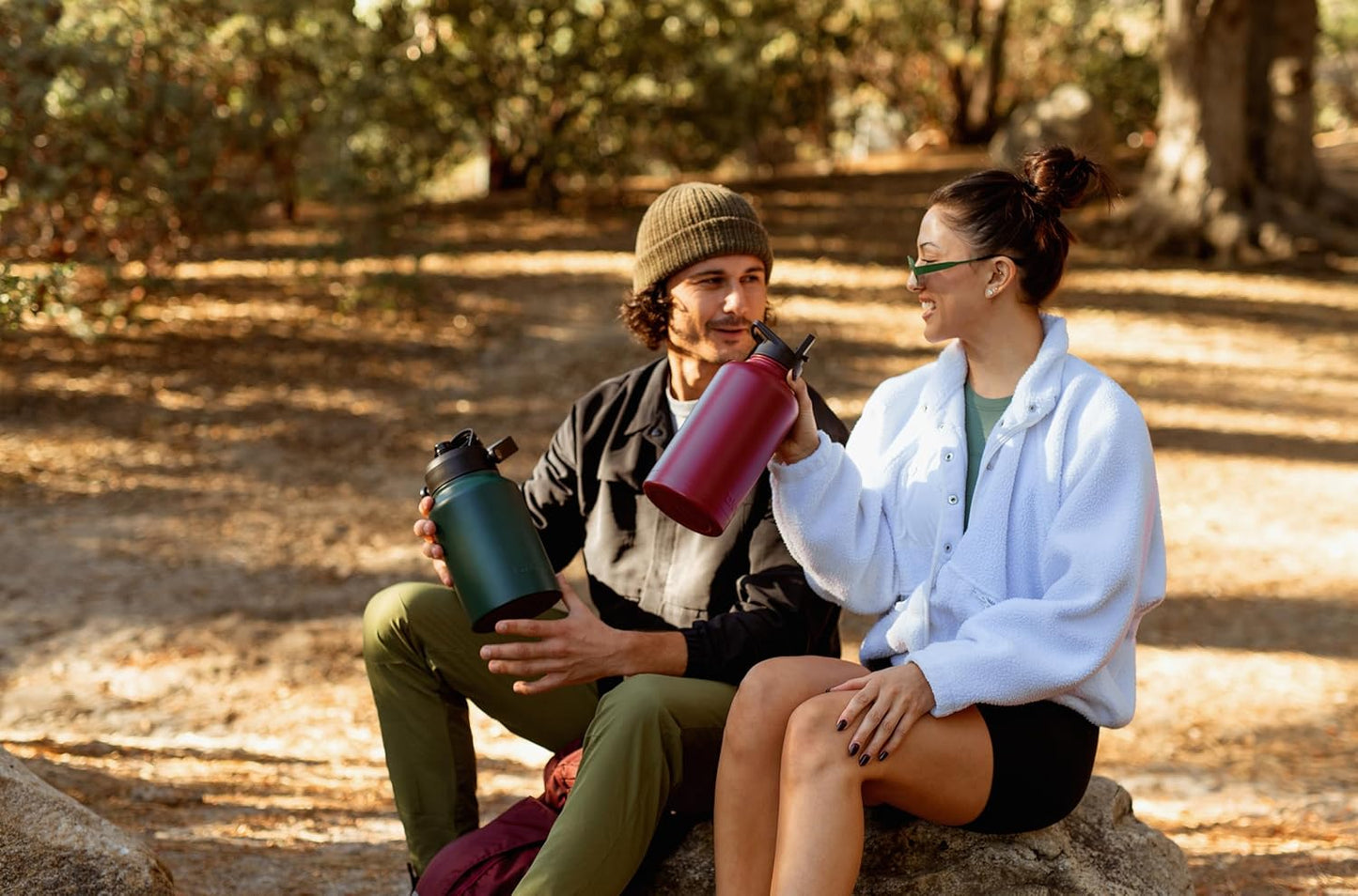 BJPKPK 64 oz Insulated Water Bottle, Dishwasher Safe Half Gallon Water Bottle with Ergonomic Handle, BPA Free Leak Proof Water Jug for Sports, Metal Thermos with Anti-slip Bottom, Army Green