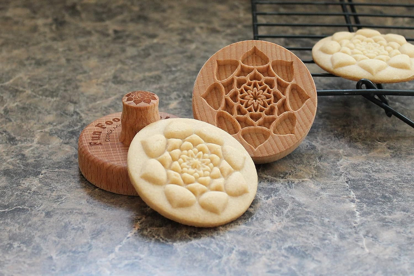 Wood Cookie Stamp, 2.5 Inch (Lotus Mandala CS-055)