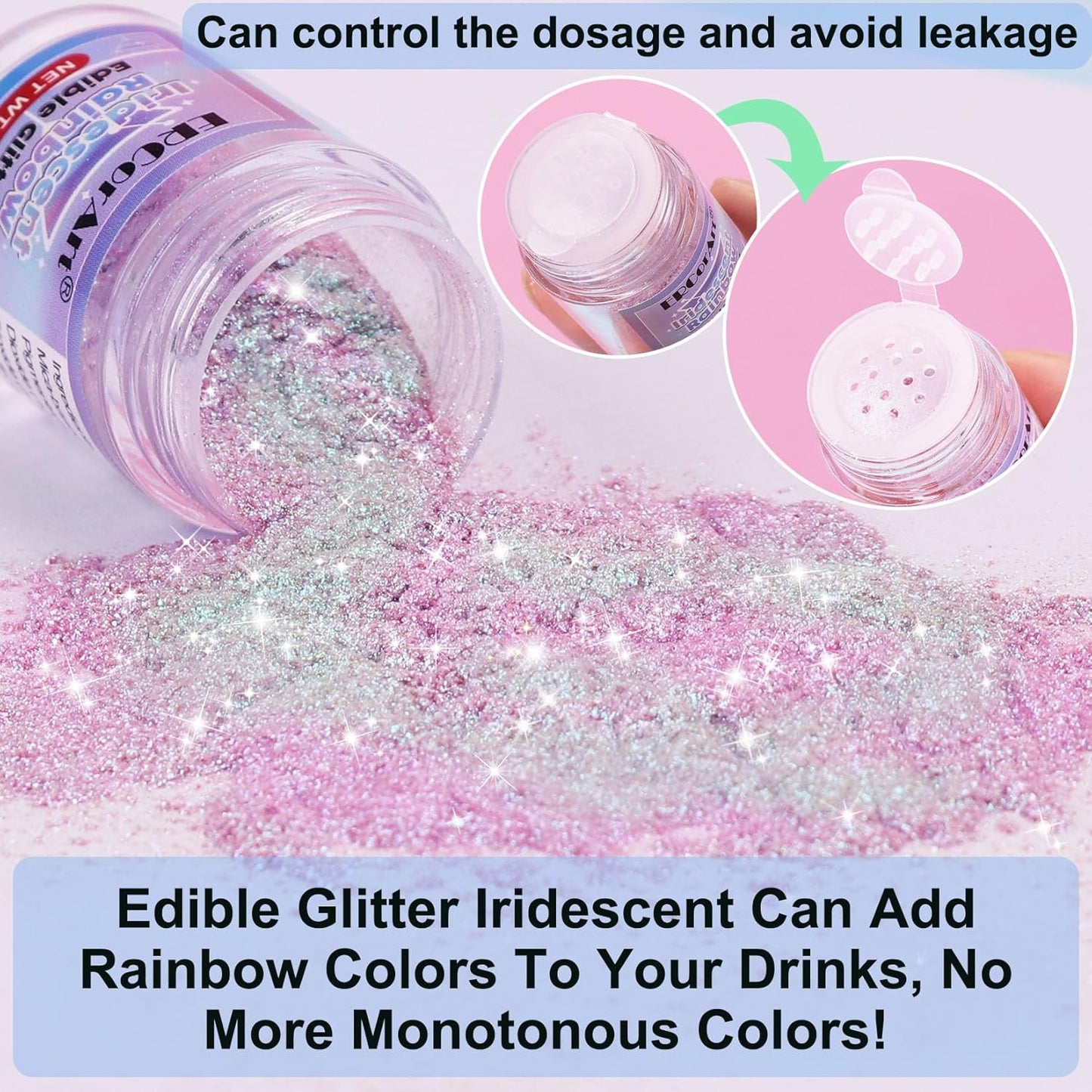Edible Glitter - 3 Colors Luster Dust Edible, Food Grade Iridescent Glitter for Drinks, Christmas Shimmering Glitter for Cake Decorations, Cocktails, Fondant, Party, Jello - 5g